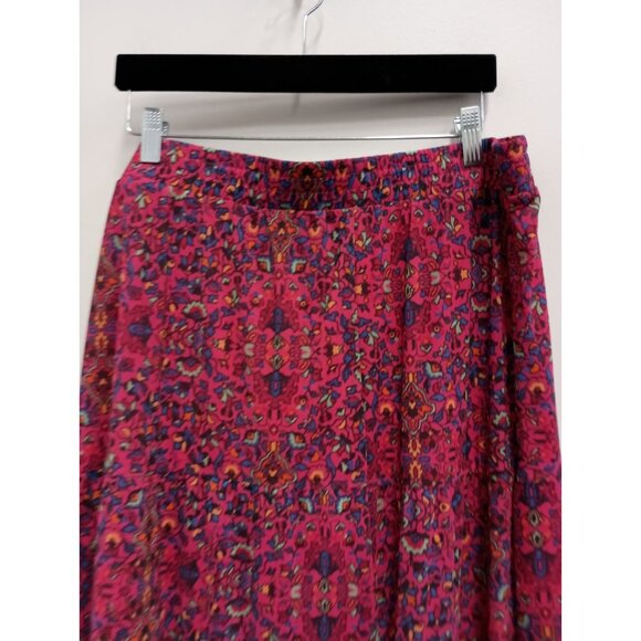 Canyon Retreat Womens Midi Skirt Size 1X Pink Floral Tiered BOHO Festival - Picture 2 of 10